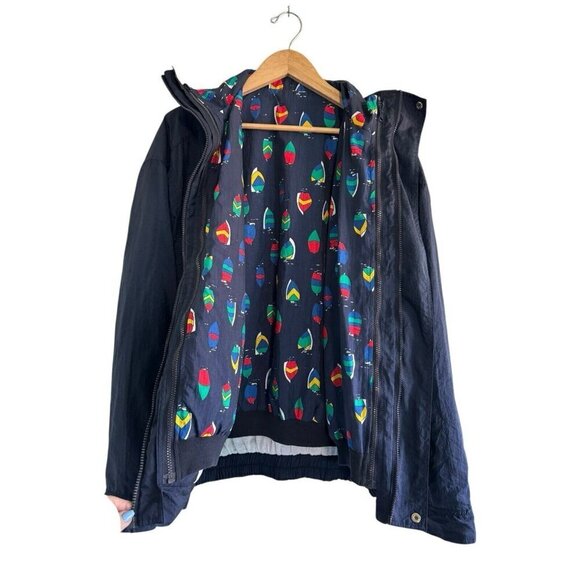 Vintage Duffel Sportswear Mens Sz L Blue Red Sailboats 3-In-1 Windbreaker Jacket - Picture 5 of 14